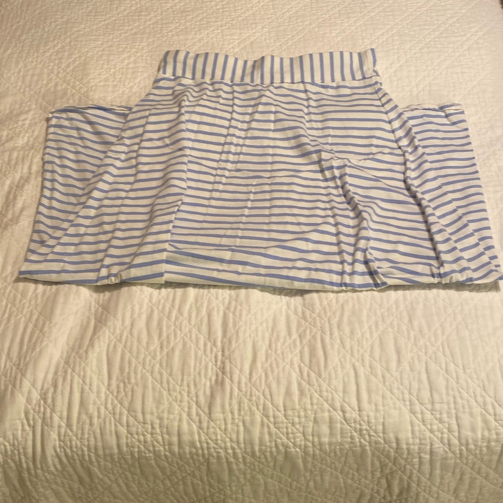 JCrew elastic waist blue/white striped summer maxi skirt.